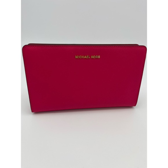 Michael Kors Jet Set Large Crossbody Clutch Ultra Pink Convertible EUC - Picture 2 of 12